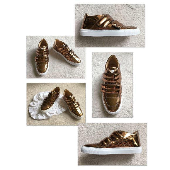 MAISON MARGIELA Mirrored Bronze Leather SNEAKERS - Picture 1 of 14